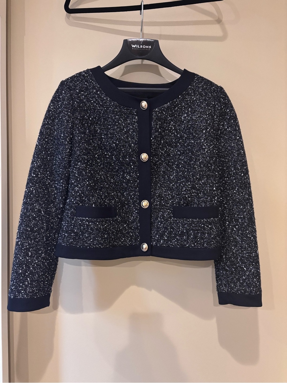 Express Women’s Black Boucle Button-Front Blazer